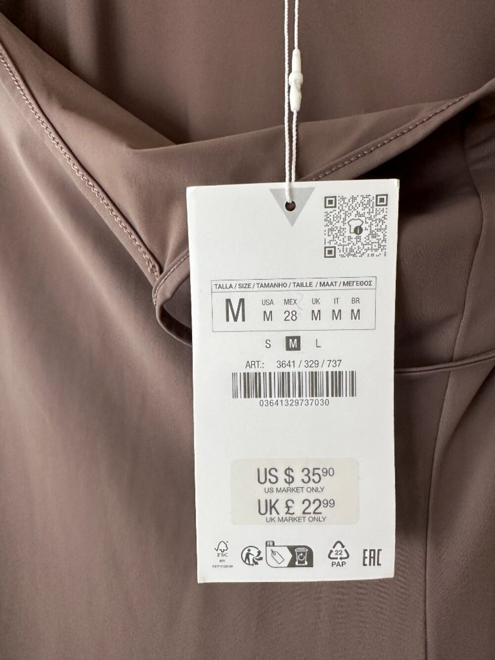 ZARA Long Polyamide Dress - Taupe/Brown - Medium - NWT - Picture 5 of 5
